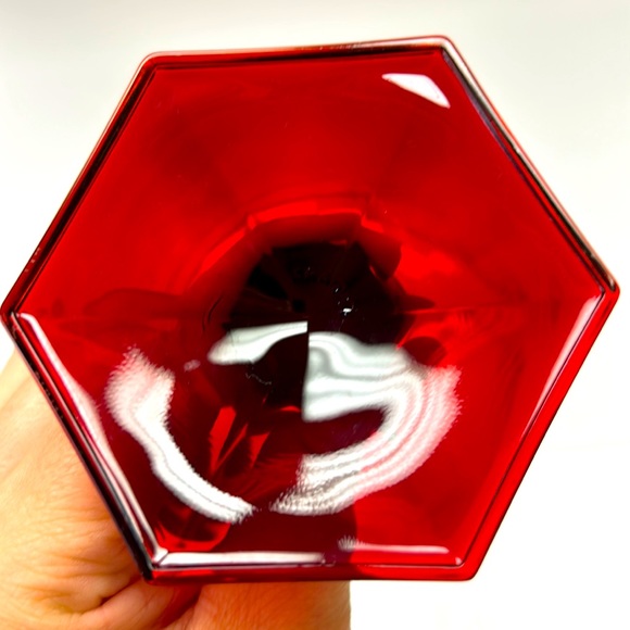 Mid Century Modern pair of “Luminarc France” red stem wine glasses - Picture 4 of 7